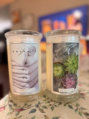Kringle Candle Warm Cotton & Succulents Large 2 wick candle duo
